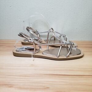 SM New York Size 8 Milly Strappy Flat Sandals Gold Metallic Summer Coastal Greek